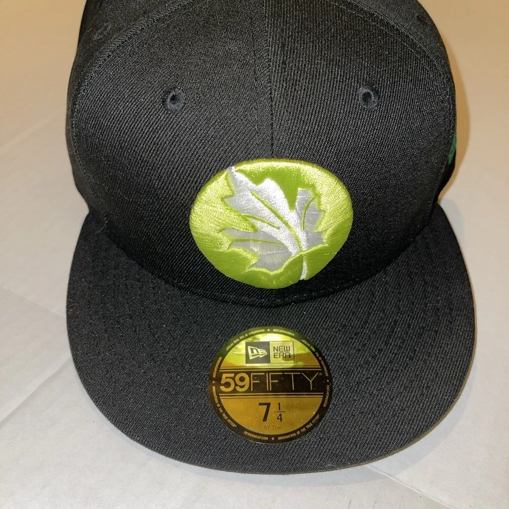 5 New Era Fitted Hat 59Fifty Size 7 1/2 & 71/4  custom promo Black Leaf Hats